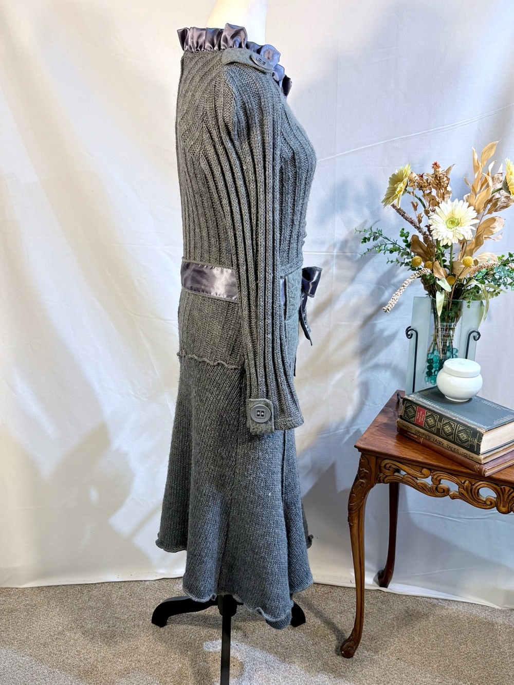 ☀️Vintage Grifflin Paris Mohair Wool Mixed Media Handkerchief Knit Dress L🧡 - Picture 5 of 14